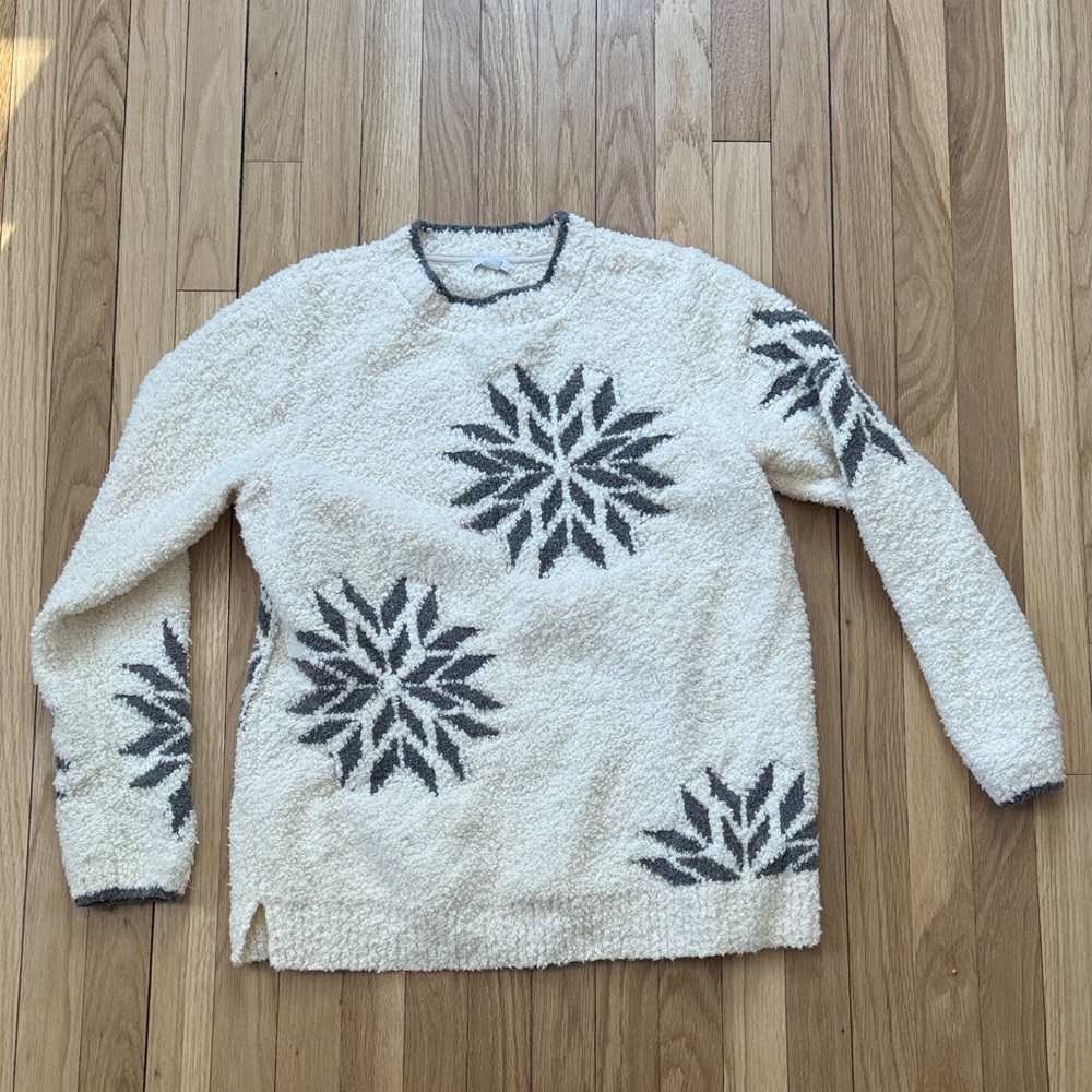 J.Jill Cozy Cream and Gray women’s Sweater